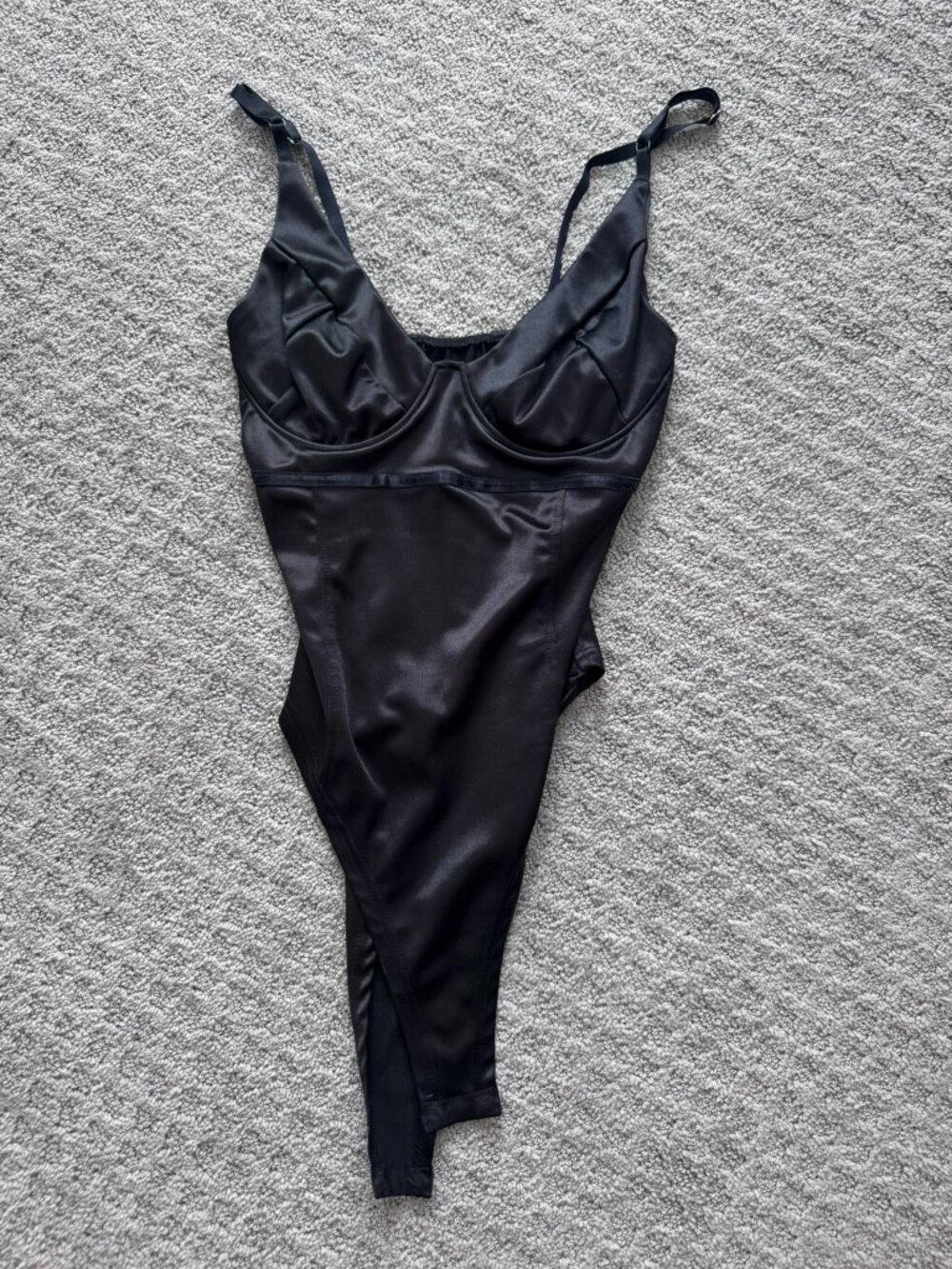 Black satin bodysuit